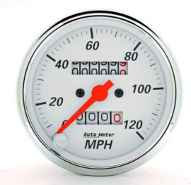 Auto Meter 1396 Arctic White 3-1/8" 120 mph Mechanical Speedometer with Trip