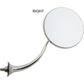 Swan Neck Stainless Round Rear View Mirrors RIGHT