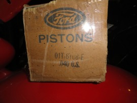 Piston Set With Fitted Pins - Dome Top - Aluminum - Ford Flathead V8 85 & 90 HP - 4 Ring Type 3-1/16 Bore 040-OVERSIZE (N.O.S.)