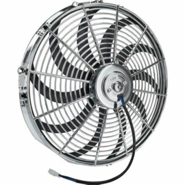 Chrome 16 Inch Curved Blade Electric Radiator Fan, Reversible