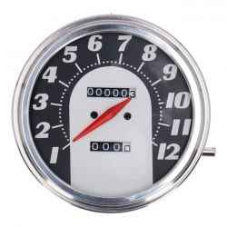 FL SPEEDOMETER, '62-67 ELECTRA FACE', BLACK/SILVER. 2:1 MPH