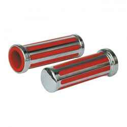 HANDLEBAR GRIP SET, 'RAIL' WITH RED RUBBER INLAY