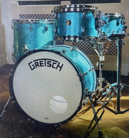 GRETSCH Broadkaster turquase sparkle nitron 20-12-14f-14x6,5 sn...3750,-