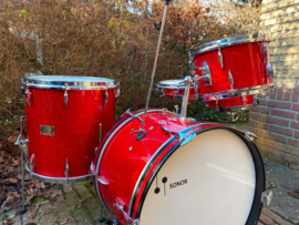 SONOR vintage DRUMS: 1-SONOR Teardrop 60th red sparkle 20-12-13-16fl en 14 piccolo snare 1199,-  ...en...2-SONOR PHONIC jazz 20-12-14fl-13T 1695,-