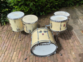 PREMIER 58 *vintage drums* crèmewit 20-12-14fl en 14T...995,- ...en...PREMIER 202 wmp '69  20-12-14T-14fl en 16fl...1295,-...en...losse Premier toms 12 beverley en 12  Premier floortom