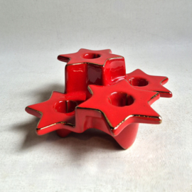 kandelaar 4-delig kerstster poinsettia shaped candle holders 1980s