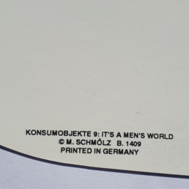 schmölz, m ansichtkaart art "it's a men's world" postcard 1980s