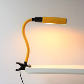 tafellamp klemlamp geel met buigarm table lamp yellow 1980s