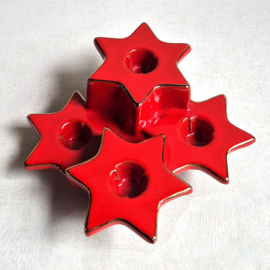 kandelaar 4-delig kerstster poinsettia shaped candle holders 1980s