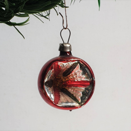 kerstversiering rood groen kerstbal koplamp christmas ball ornament 1930s - 1950s