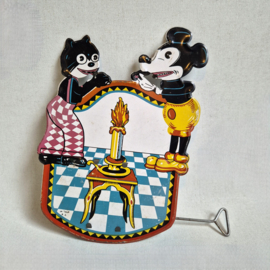 mickey mouse felix the cat blik speelgoed tin toy rattle repro spain