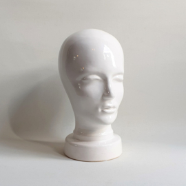 koptelefoon-hoofd wit keramiek white ceramic headphone stand west germany 1970s
