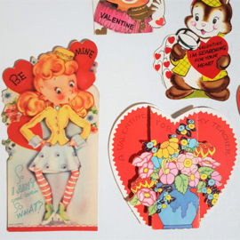 valentijnskaart 5x gelopen USA valentine's day card 1950s