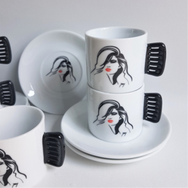 kop en schotels 5x cup & saucer trend-design germany IMRY 1980s