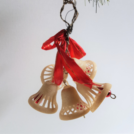 kerstversiering 5x kerstklok christmas bells ornament 1930s - 1950s