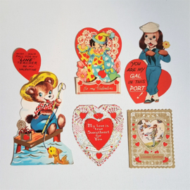 valentijnskaart 5x gelopen USA valentine's day card 1950s