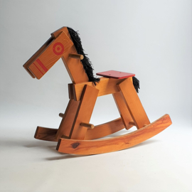 hobbelpaard hout rocking horse wood brutalist 1960s