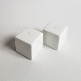 peper en zoutstel blokken white cubes salt & pepper jars 1980s