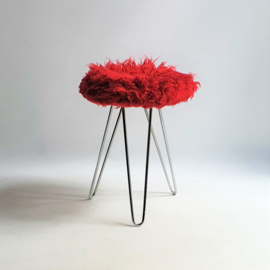 kruk rood red plush stool 1960s