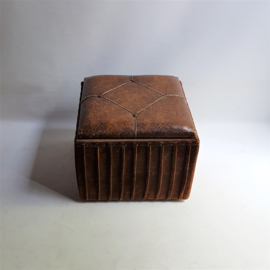 poef opbergbox leer pouf leather storage box foot stool 1930s