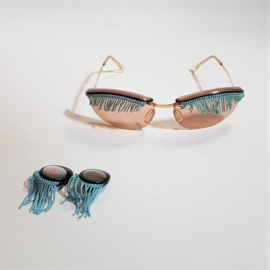 zonnebril sunglasses with fringe incl earclips 1970s