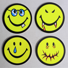 smiley stickers fluor 4x 1980s