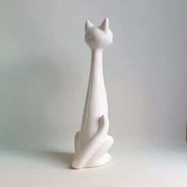 beeld grote maat witte kat big size white cat figurine 1980s