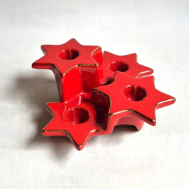 kandelaar 4-delig kerstster poinsettia shaped candle holders 1980s