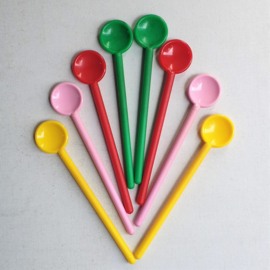 theelepels 8x  plastic bodum tea spoons 1980s