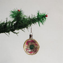 kerstversiering zilver roze kerstbal koplamp christmas ball ornament 1930s - 1950s