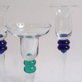 kandelaar 3x candle holder glass memphis design style 1980s / 1990s