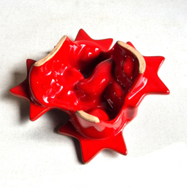 kandelaar 4-delig kerstster poinsettia shaped candle holders 1980s