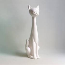 beeld grote maat witte kat big size white cat figurine 1980s