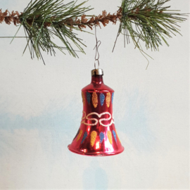 kerstversiering glas klok christmas jingle bell ornament 1950s - 1960s