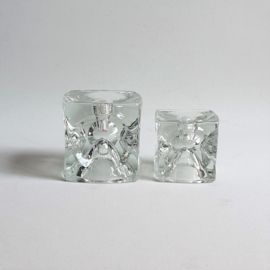 kandelaar 2x pair of candle holders ice cube rudolf jurnikl bohemia glass 1965