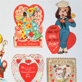 valentijnskaart 5x gelopen USA valentine's day card 1950s