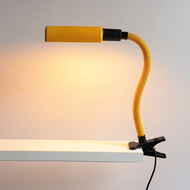 tafellamp klemlamp geel met buigarm table lamp yellow 1980s