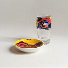 glas + schotel corneille drinking glass + saucer 1990s