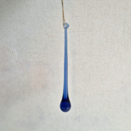 kerstversiering 6 pegels blauw glas blue glass christmas ornaments 1980s