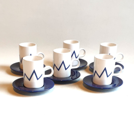 kop en schotels bliksemschicht 6x cup & saucer bolt of lightning 1980s