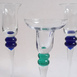 kandelaar 3x candle holder glass memphis design style 1980s / 1990s