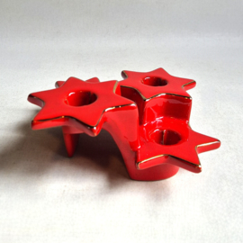 kandelaar 4-delig kerstster poinsettia shaped candle holders 1980s