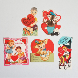 valentijnskaart 5x gelopen USA valentine's day card 1950s