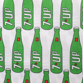 vintage stof 7-up ongebruikt wit groen fabric unused 1980s