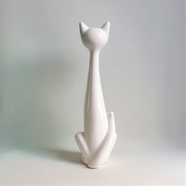 beeld grote maat witte kat big size white cat figurine 1980s