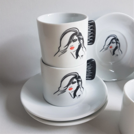 kop en schotels 5x cup & saucer trend-design germany IMRY 1980s