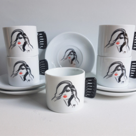 kop en schotels 5x cup & saucer trend-design germany IMRY 1980s