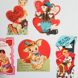 valentijnskaart 5x gelopen USA valentine's day card 1950s