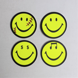 smiley stickers fluor 4x 1980s