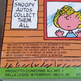 snoopy auto die-cast metal miniature car in box italy 1983